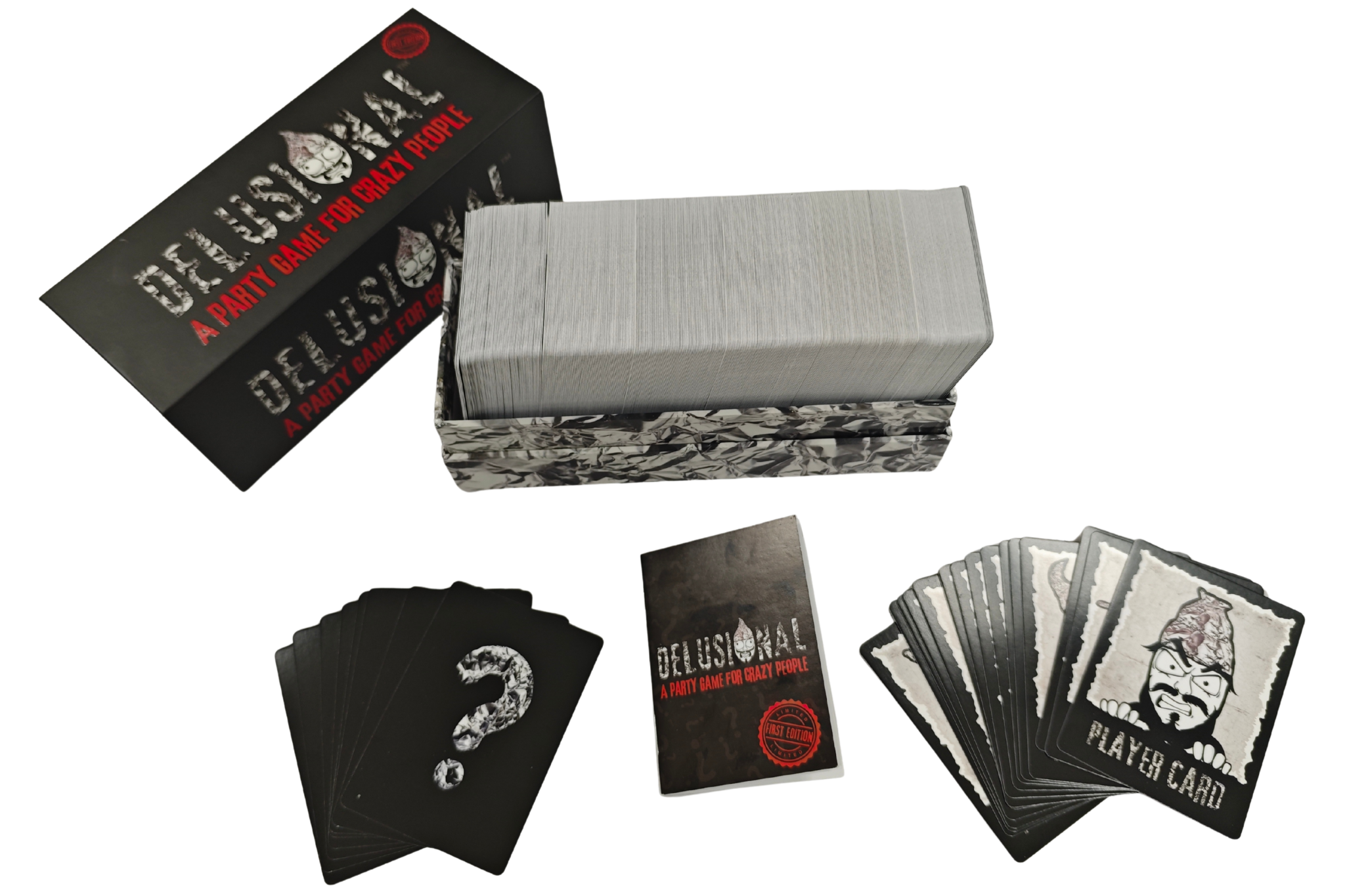 Delusional First Edition box and game components